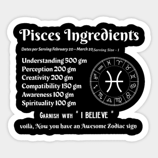 Pisces Ingredients Sticker